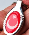 Kırmızı Türk Bayraklı Oval Metal Anahtarlık