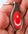 Kırmızı Türk Bayraklı Oval Metal Anahtarlık
