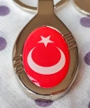 Kırmızı Türk Bayraklı Oval Metal Anahtarlık