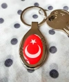 Kırmızı Türk Bayraklı Oval Metal Anahtarlık