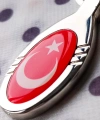 Kırmızı Türk Bayraklı Oval Metal Anahtarlık