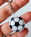 Siyah Beyaz Futbol Takımı Temalı - Yarım Futbol Topu - Arkası Aynalı Anahtarlık