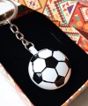 Siyah Beyaz Futbol Takımı Temalı - Yarım Futbol Topu - Arkası Aynalı Anahtarlık
