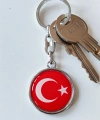 Kırmızı Türk Bayraklı Metal ve plAnahtarlık