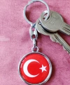 Kırmızı Türk Bayraklı Metal ve plAnahtarlık