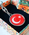 Kırmızı Türk Bayraklı Metal ve plAnahtarlık