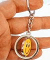 Sarı Gülen Surat Emojili Dönebilen Metal Anahtarlık