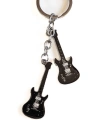 Siyah İki Gitarlı Metal Anahtarlık