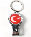 Türk Bayrağı Desenli Tırnak Makaslı Metal Anahtarlık