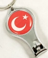 Türk Bayrağı Desenli Tırnak Makaslı Metal Anahtarlık