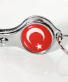 Türk Bayrağı Desenli Tırnak Makaslı Metal Anahtarlık