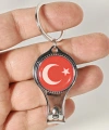 Türk Bayrağı Desenli Tırnak Makaslı Metal Anahtarlık