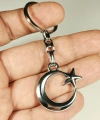 Gümüş Renkli Ay Yıldızlı 3 Boyutlu Metal Anahtarlık
