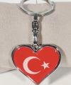 Kalp Şeklinde Kırmızı Türk Bayraklı Metal Anahtarlık