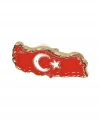 Kırmızı Türkiye Haritalı Ay Yıldızlı Metal Rozet