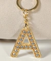 Taşlı A Harfi Gold Metal Anahtarlık – Kişisel Stil, Zarif Işıltı