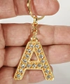 Taşlı A Harfi Gold Metal Anahtarlık – Kişisel Stil, Zarif Işıltı