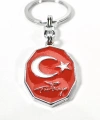 Kırmızı Ay Yıldız,  “Türkiye” Yazılı Sekizgen Metal Anahtarlık