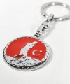 Atatürk Silüetli Ay Yıldız Figürlü Kırmızı Yuvarlak Metal Anahtarlık – Anlamlı ve Güçlü Bir Sembol