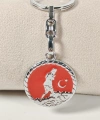 Atatürk Silüetli Ay Yıldız Figürlü Kırmızı Yuvarlak Metal Anahtarlık – Anlamlı ve Güçlü Bir Sembol