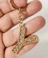 Y Harfi Taşlı Gold Metal Anahtarlık – Şık ve Parlak Tasarım