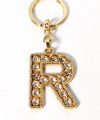 R Harfi Taşlı Gold Renk Metal Anahtarlık – Şık ve Işıltılı Harf Tasarımı