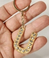 U Harfi Taşlı Gold Renk Metal Anahtarlık – Şık ve Işıltılı Harf Tasarımı