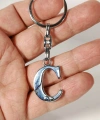 C Harfi Gümüş Renk Metal Anahtarlık – Minimal ve Şık Tasarım