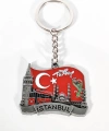 Türk Bayrağı Zeminli İstanbul Silüeti Anahtarlık Eskitme Gümüş – Tarihi ve Milli Şık Çanta & Anahtar Aksesuarı