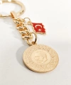 Atatürk Silüetli Altın Para ve Türkiye Haritası Anahtarlık Gold Renk – Milli ve Geleneksel Şık Çanta & Anahtar Aksesuarı
