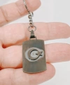 Ay Yıldız Temalı Eskitme Metal Künye Anahtarlık - Lazer Kesim Özel Tasarım
