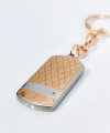 Rose Gold & Gümüş Çift Renkli Zirkon Taşlı Geometrik Metal Künye Anahtarlık - Premium Tasarım