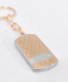 Rose Gold & Gümüş Çift Renkli Zirkon Taşlı Geometrik Metal Künye Anahtarlık - Premium Tasarım