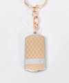 Rose Gold & Gümüş Çift Renkli Zirkon Taşlı Geometrik Metal Künye Anahtarlık - Premium Tasarım