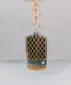 Rose Gold & Gümüş Çift Renkli Zirkon Taşlı Geometrik Metal Künye Anahtarlık - Premium Tasarım