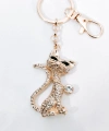 Zirkon Taşlı Rose Gold Kedi Figürlü Lüks Anahtarlık & Çanta Aksesuarı