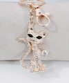 Zirkon Taşlı Rose Gold Kedi Figürlü Lüks Anahtarlık & Çanta Aksesuarı