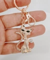 Zirkon Taşlı Rose Gold Kedi Figürlü Lüks Anahtarlık & Çanta Aksesuarı