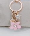 Zirkon Taşlı Yıldız ve Çiçek Figürlü Rose Gold Lüks Anahtarlık & Çanta Aksesuarı