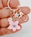 Zirkon Taşlı Yıldız ve Çiçek Figürlü Rose Gold Lüks Anahtarlık & Çanta Aksesuarı