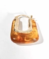 Kadın Gold Renk Dikdörtgen Kehribar Görünümlü Küpe - Modern Geometrik Bohem Küpe - Şık Günlük Aksesuar