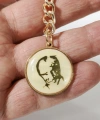 Atatürk Silüetli Özel Tasarım Gold Anahtarlık - Krem Madalyon Çanta Aksesuarı