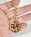 Siyah Hayat Ağacı Figürlü Gold Anahtarlık - Kalp Detaylı ve Zirkon Taşlı Aksesuar