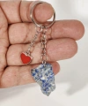 Lapis Lazuli Taşı ve Kalp Figürlü Özel Tasarım Anahtarlık