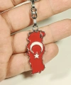 Ay Yıldız Bayraklı Türkiye Haritalı Metal Anahtarlık