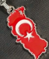 Ay Yıldız Bayraklı Türkiye Haritalı Metal Anahtarlık