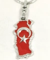 Kabartma Ay Yıldızlı Türkiye Haritalı Metal Anahtarlık