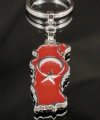 Kabartma Ay Yıldızlı Türkiye Haritalı Metal Anahtarlık