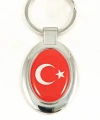 Ay Yıldızlı Kırmızı Oval Metal Anahtarlık