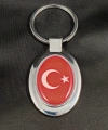 Ay Yıldızlı Kırmızı Oval Metal Anahtarlık
